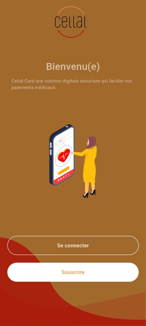 Écran d'accueil de l'application CELLAL CARD