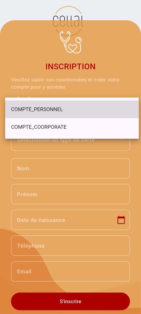 Choix du type de compte à l'inscription