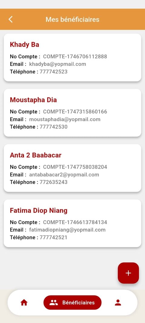 Liste des bénéficiaires liés au compte