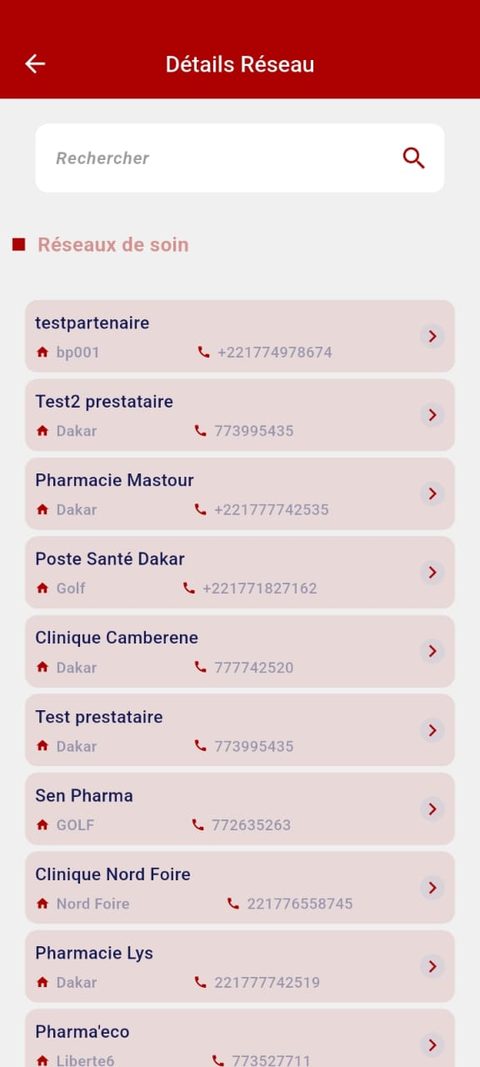 Liste du réseau de soin partenaire CELLAL CARD