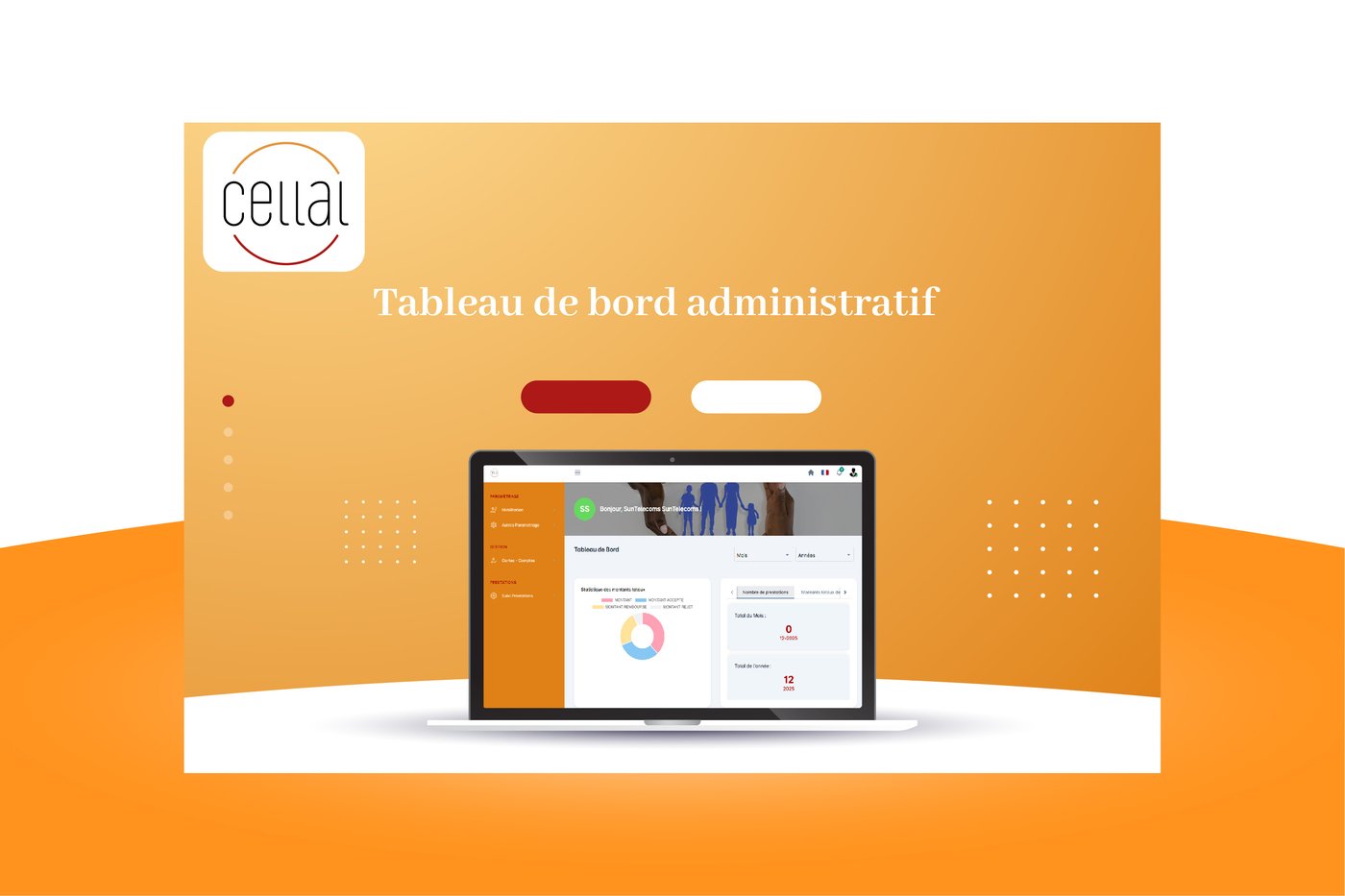 Plateforme de gestion CELLAL CARD - tableau de bord